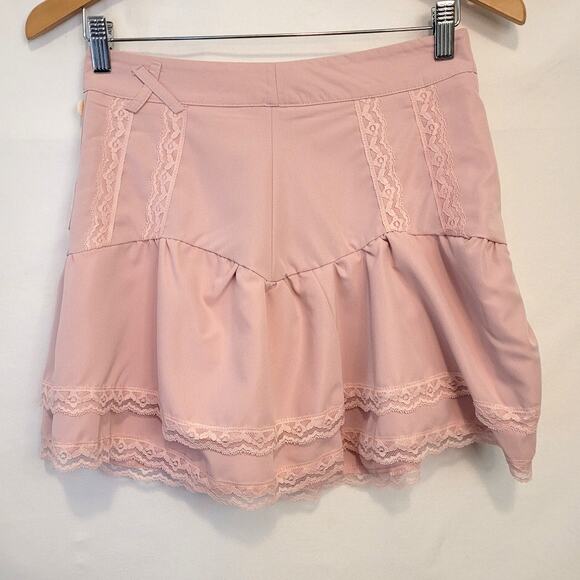 Pastel Blush Pink Mini Skirt Layered Ruffles Size XS/Small Cosplay Costume Girl - Picture 9 of 9